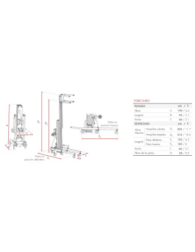 Elevador de Carga Frontal 440 kg Toro D-401
