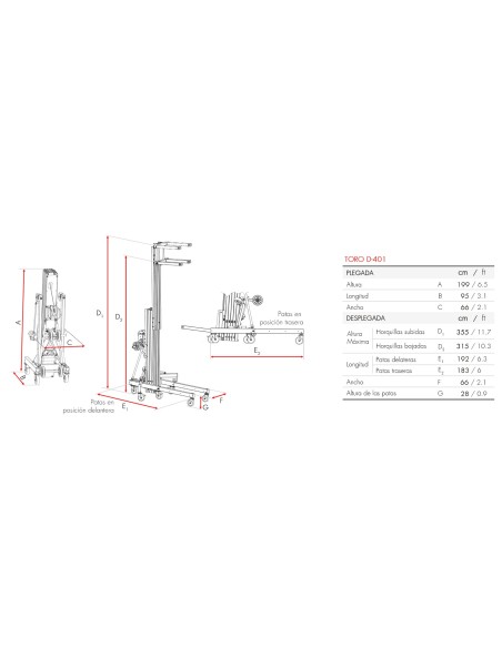 Elevador de Carga Frontal 440 kg Toro D-401