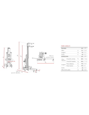 Elevador Frontal 420 kg Toro D-402/C