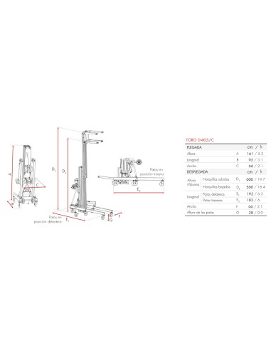 Elevador de Carga Frontal Toro 350 Kg D-405/C