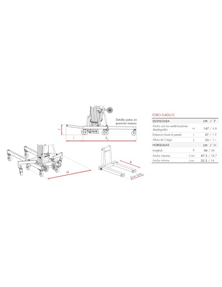 Elevador de Carga Frontal Toro 350 Kg D-405/C