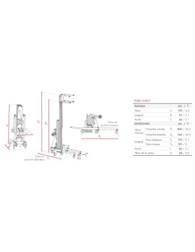 Elevador de Carga Frontal 350 Kg Toro D-407