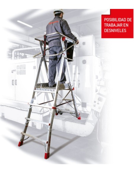 Escalera con amplia plataforma y altura regulable PLS5