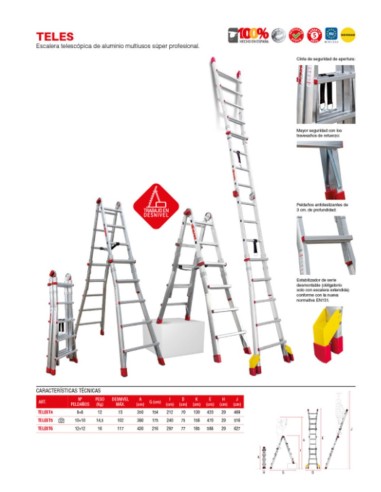 Escalera telescópica de aluminio multiusos súper profesional TELEST4