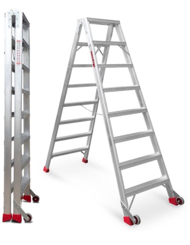 Escalera de tijera de doble subida NDS07 7+7 Peldaños