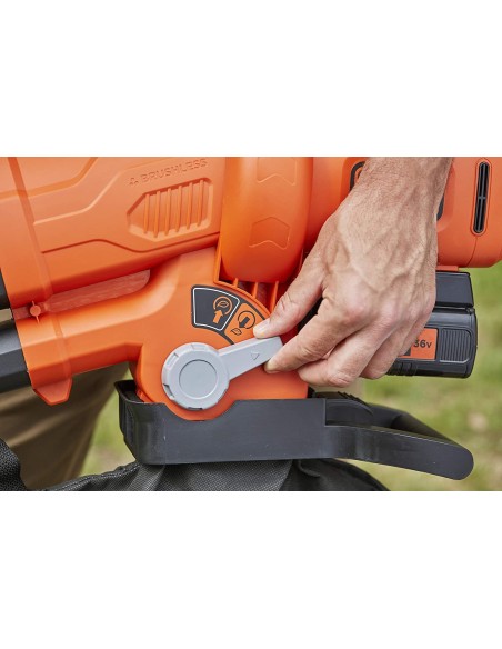 Soplador- aspirador- triturador con una batería de 36V 2,5Ah Black+Decker