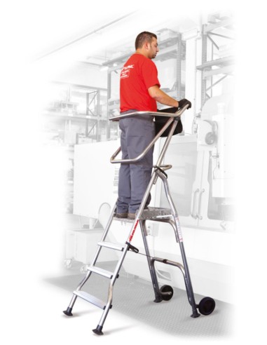 Escalera plegable con amplia plataforma de trabajo PL4 4 Peldaños