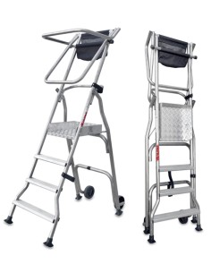 Escalera plegable con amplia plataforma de trabajo PL4 4 Peldaños