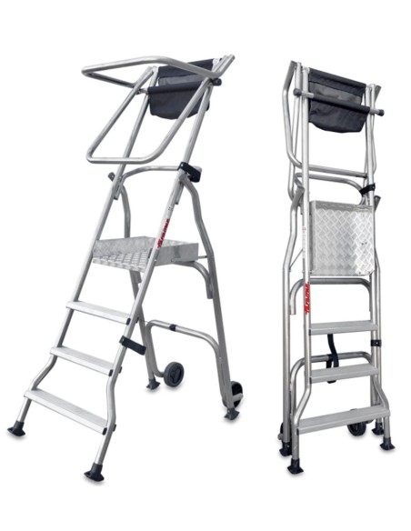 Escalera plegable con amplia plataforma de trabajo PL4 4 Peldaños