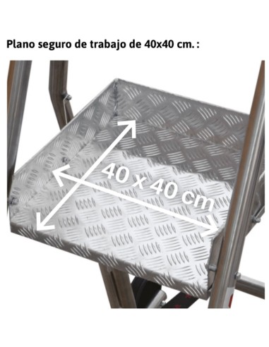 Escalera plegable con amplia plataforma de trabajo PL5  5 Peldaños