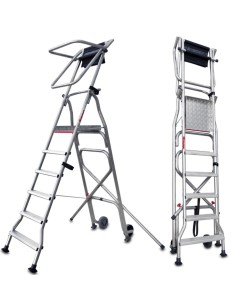 Escalera plegable con amplia plataforma de trabajo PL6 6 Peldaños