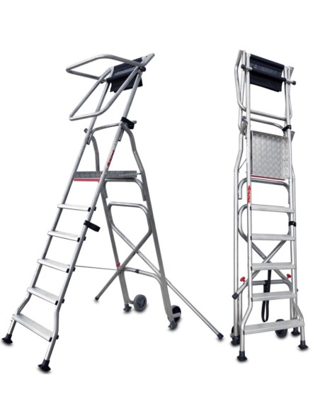 Escalera plegable con amplia plataforma de trabajo PL6 6 Peldaños