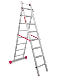 Escalera multiuso de 2 tramos con peldaños cómodos EN1408 7+8 Peldaños 2