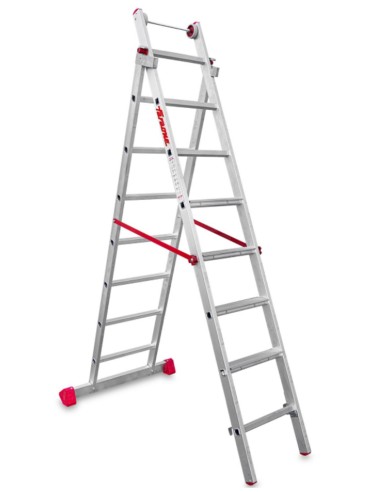 Escalera multiuso de 2 tramos con peldaños cómodos EN1408 7+8 Peldaños