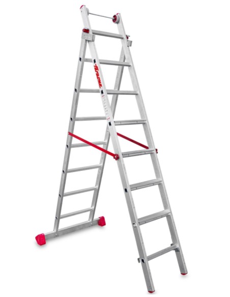 Escalera multiuso de 2 tramos con peldaños cómodos EN1408 7+8 Peldaños