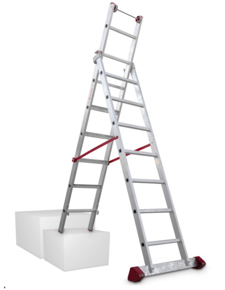 Escalera multiuso de 2 tramos con peldaños cómodos EN1408 7+8 Peldaños