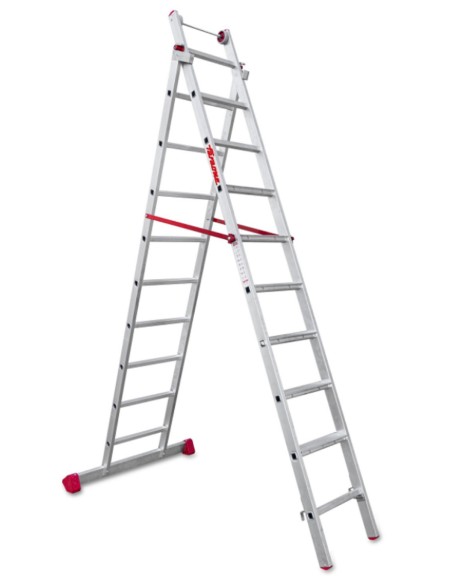 Escalera multiuso de 2 tramos con peldaños cómodos EN1410 9+10 Peldaños