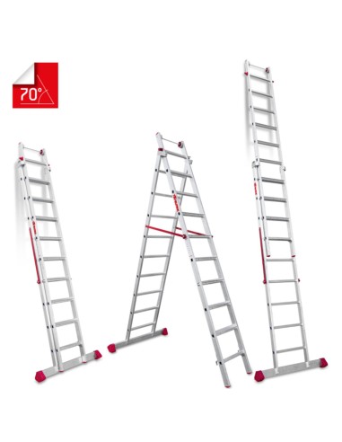 Escalera multiuso de 2 tramos con peldaños cómodos EN1410 9+10 Peldaños