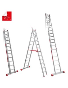 Escalera multiuso de 2 tramos con peldaños cómodos EN1412 11+12 Peldaños