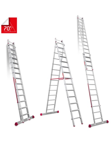 Escalera multiuso de 2 tramos con peldaños cómodos EN1414 13+14 Peldaños