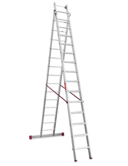 Escalera multiuso de 2 tramos con peldaños cómodos EN1415 14+15 Peldaños