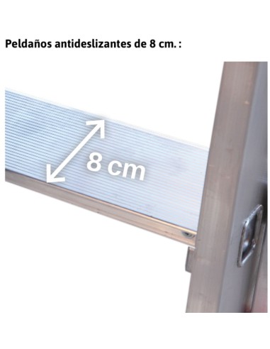 Escalera multiuso de 2 tramos con peldaños cómodos EN1417 16+17 Peldaños