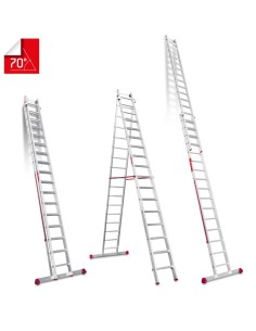 Escalera multiuso de 2 tramos con peldaños cómodos EN1417 16+17 Peldaños