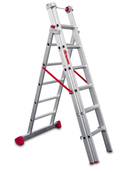 Escalera multiuso de 3 tramos con peldaños cómodos EN1506 5+5+6 Peldaños