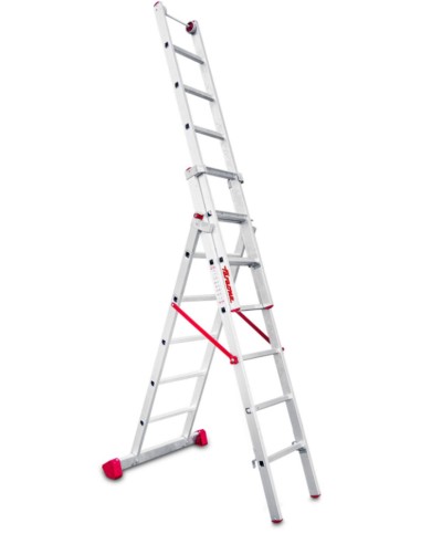 Escalera multiuso de 3 tramos con peldaños cómodos EN1506 5+5+6 Peldaños