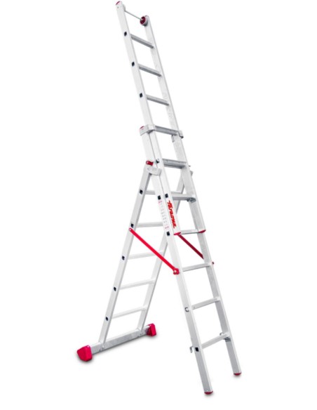 Escalera multiuso de 3 tramos con peldaños cómodos EN1506 5+5+6 Peldaños