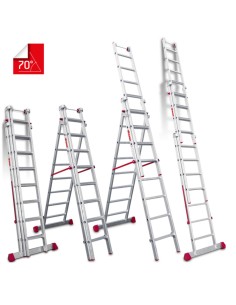 Escalera multiuso de 3 tramos con peldaños cómodos EN1508 7+8+8 Peldaños