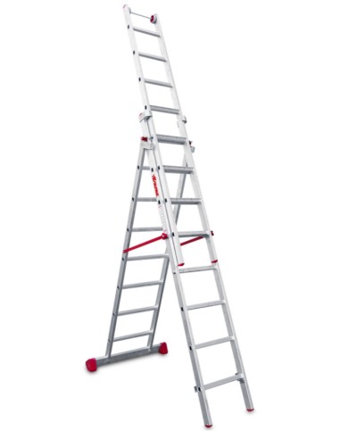 Escalera multiuso de 3 tramos con peldaños cómodos EN1508 7+8+8 Peldaños