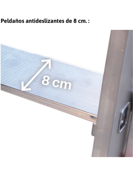 Escalera multiuso de 3 tramos con peldaños cómodos EN1510 9+10+10 Peldaños