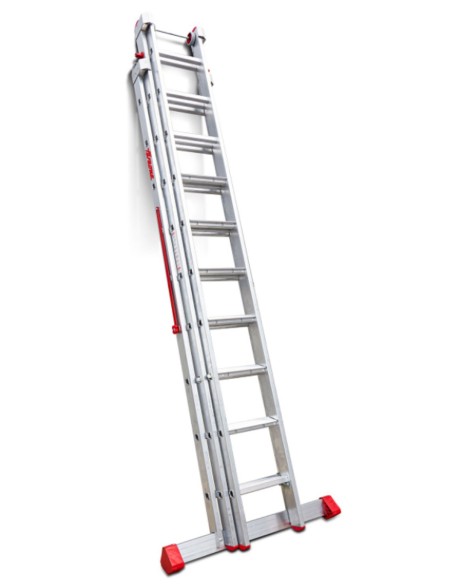 Escalera multiuso de 3 tramos con peldaños cómodos EN1510 9+10+10 Peldaños