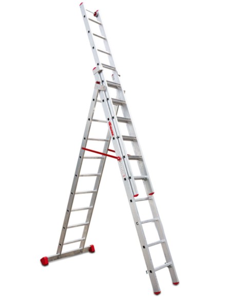 Escalera multiuso de 3 tramos con peldaños cómodos EN1510 9+10+10 Peldaños