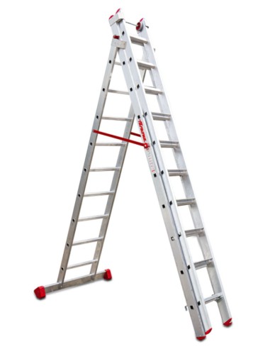 Escalera multiuso de 3 tramos con peldaños cómodos EN1510 9+10+10 Peldaños