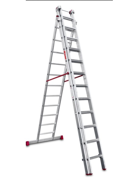 Escalera multiuso de 3 tramos con peldaños cómodos EN1512 11+12+12 Peldaños