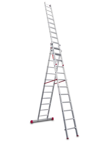 Escalera multiuso de 3 tramos con peldaños cómodos EN1512 11+12+12 Peldaños