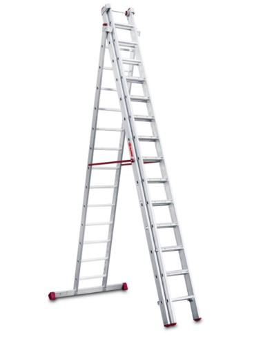 Escalera multiuso de 3 tramos con peldaños cómodos EN1514 13+14+14 Peldaños