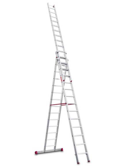 Escalera multiuso de 3 tramos con peldaños cómodos EN1514 13+14+14 Peldaños