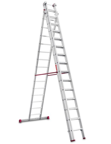 Escalera multiuso de 3 tramos con peldaños cómodos EN1515 14+15+15 Peldaños