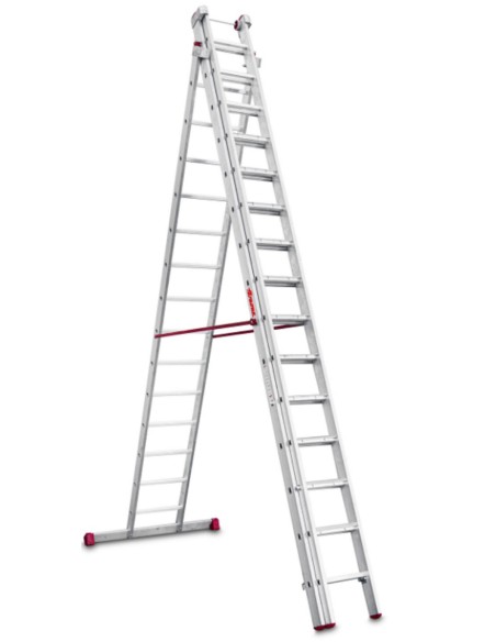 Escalera multiuso de 3 tramos con peldaños cómodos EN1515 14+15+15 Peldaños