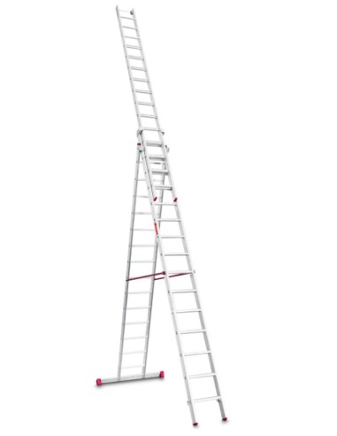 Escalera multiuso de 3 tramos con peldaños cómodos EN1515 14+15+15 Peldaños