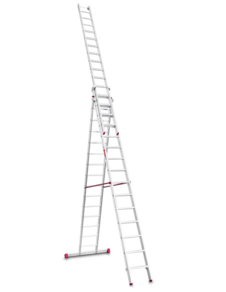 Escalera multiuso de 3 tramos con peldaños cómodos EN1515 14+15+15 Peldaños