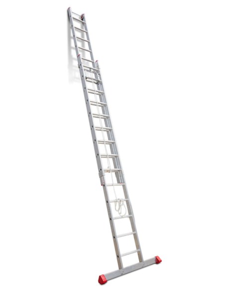 Escalera de aluminio extensible con cuerda EN2014 14+14 Peldaños