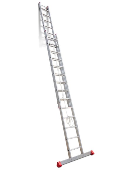 Escalera de aluminio extensible con cuerda EN215 15+15 Peldaños