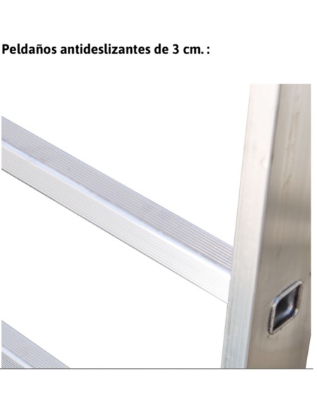 Escalera de aluminio extensible con cuerda EN215 15+15 Peldaños