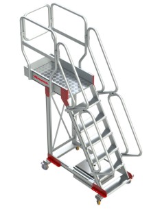 Escalera de aluminio con plataforma y vuelo| Inclinación de 60º SB60-6 6 Peldaños