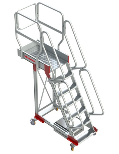 Escalera de aluminio con plataforma y vuelo| Inclinación de 60º SB60-8  8 Peldaños