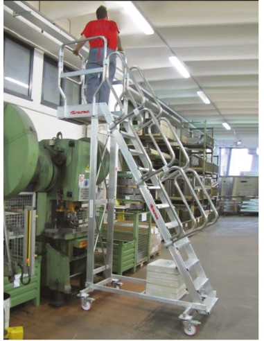 Escalera de aluminio con plataforma y vuelo| Inclinación de 60º SB60-14 14 Peldaños